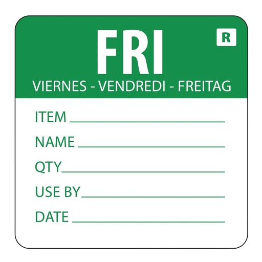 [L070] Hygiplas voedseletiketten kleurcode vrijdag (500 stuks)