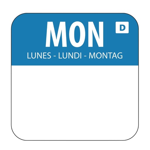 [U777] Hygiplas oplosbare blanco kleurcode voedseletiketten maandag (1000 stuks)