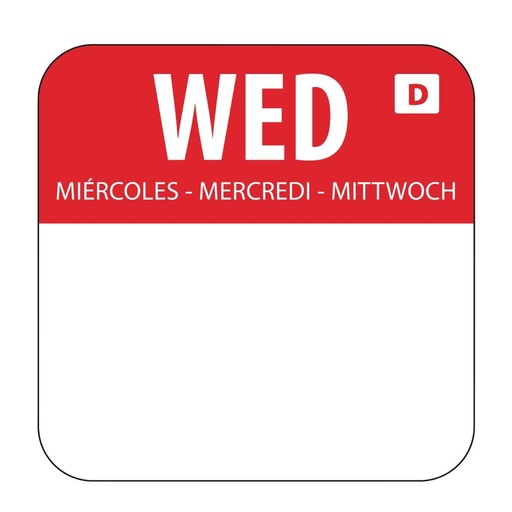[U779] Hygiplas oplosbare blanco kleurcode voedseletiketten woensdag (1000 stuks)