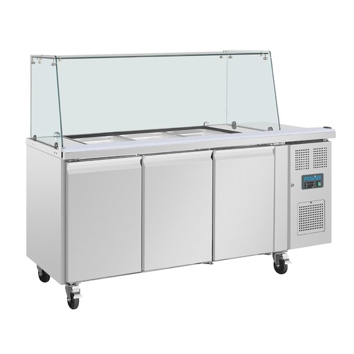 [UA018] Polar U-serie driedeurs saladette met vierkant kuchscherm
