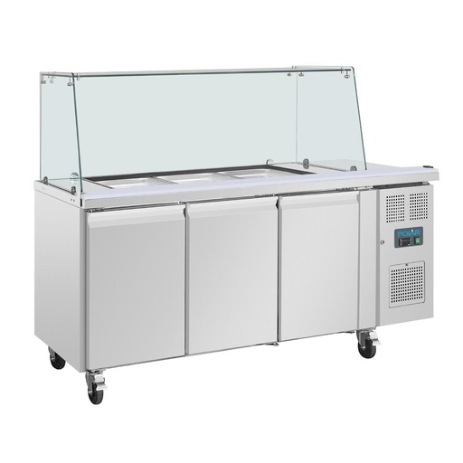 [UA018] Polar U-serie driedeurs saladette met vierkant kuchscherm