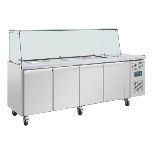 [UA019] Polar U-serie vierdeurs saladette met vierkant kuchscherm