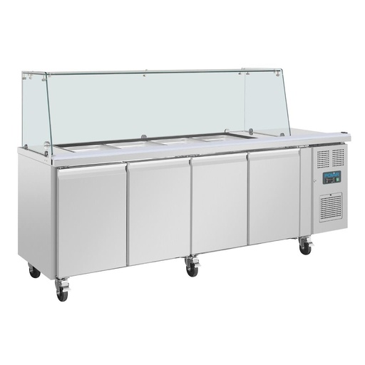 [UA019] Polar U-serie vierdeurs saladette met vierkant kuchscherm