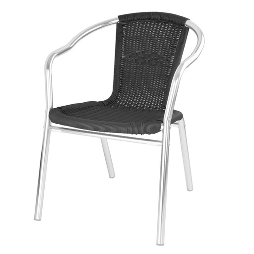[HS555] Bolero Zwarte Wickerstoelen Met Aluminium Frame (Set Van 4)