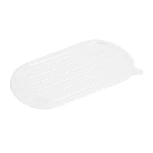 [HW630] Fiesta Recycleerbare Pet Deksels Voor Bagasse Ovale Containers (Pak Van 100)