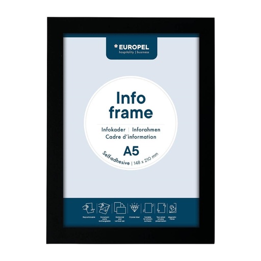 [HU458] Europel Info Frame / Zelfklevende Set 2 Stuks A5 Zwart