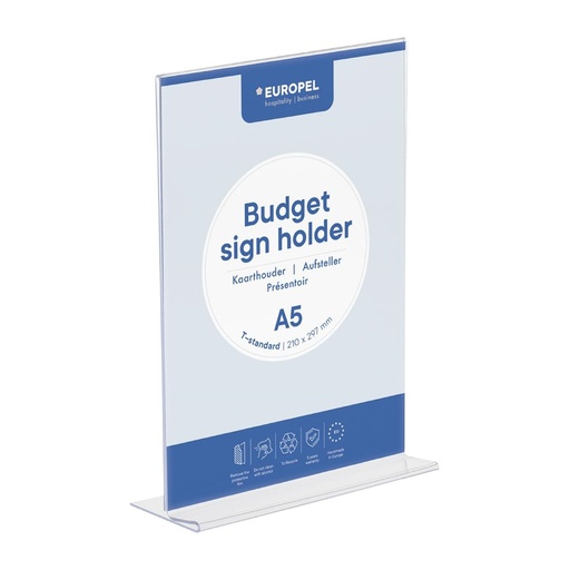 [HU466] Europel Bordhouder Budget T-Stand A5 Portret