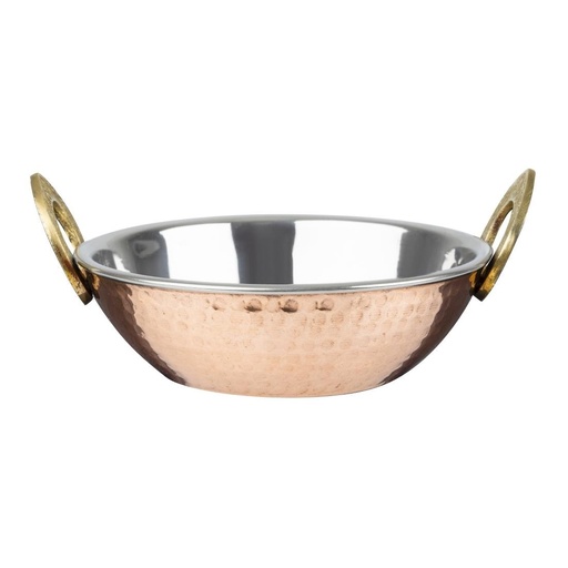 [HY129] Olympia Koperen Kadai Schotel Roestvrij Staal Messing Handvatten 660ml