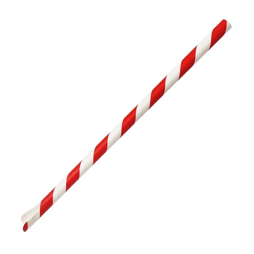 [HU366] Fiesta Composteerbare Papieren Lepelrietje Rood & Wit Gestreept 210x8mm (Pak Van 250)
