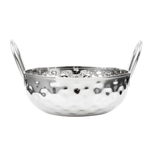 [HY105] Olympia Tafel Presentatie Gehamerd Kadai Schotel Roestvrij Staal 150mm