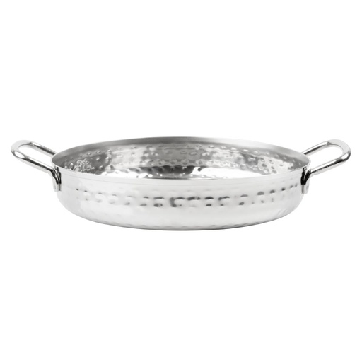 [HY112] Olympia Tafelpresentatie Schotel Met Handvat Roestvrij Staal Gehamerd 180mm