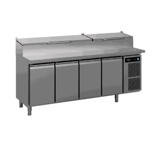 Gekoelde werkbank met 4 secties en pizza prep werkblad - Premier K 4 PT DL DL DL DR L E - Hoshizaki