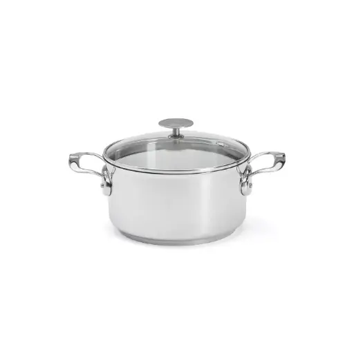 Kookpan roestvrijstaal met glazen deksel - 20 cm - De Buyer - Milady