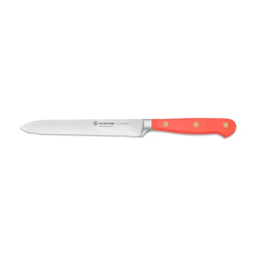 Worstmes 14 cm met golfsnede - Coral Peach - Wüsthof Classic