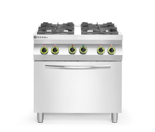 [225882] HENDI Gasfornuis 4-pits met convectieoven GN 1/1 225882