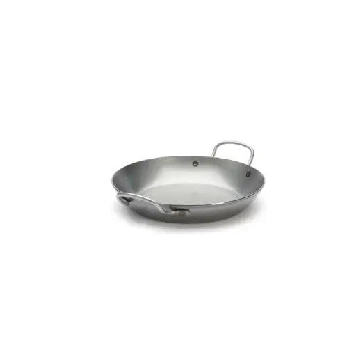 Koekenpan / Paella pan plaatstaal met 2 rvs handgrepen - 24 cm - Carbone Plus - De Buyer
