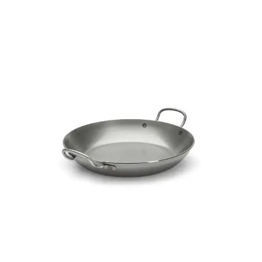 Koekenpan / Paella pan plaatstaal met 2 rvs handgrepen! - 28 cm - Carbone Plus - De Buyer