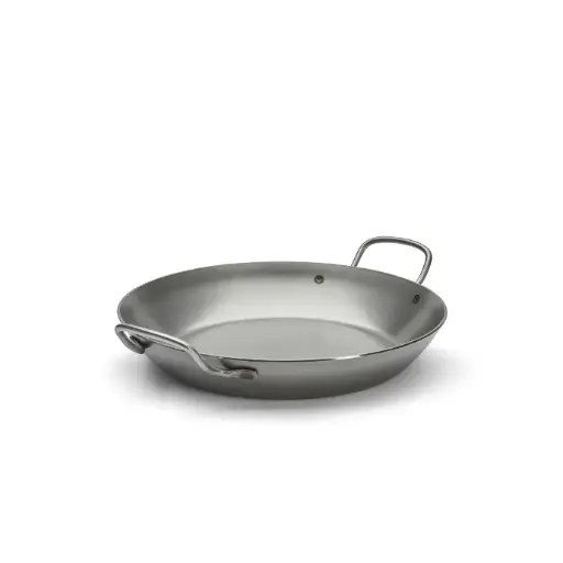 Koekenpan / Paella pan plaatstaal met 2 rvs handgrepen! - 32 cm - Carbone Plus - De Buyer