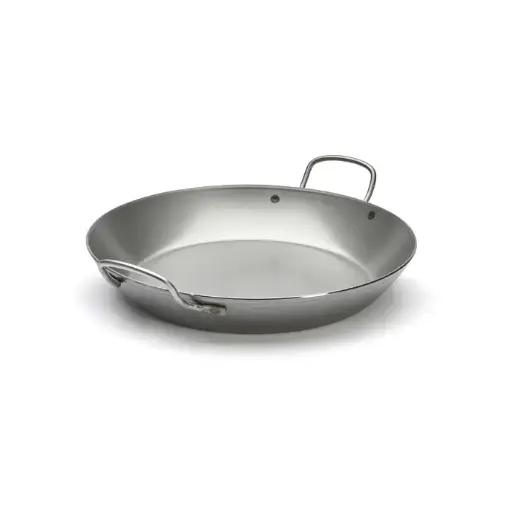 Koekenpan / Paella pan plaatstaal met 2 rvs handgrepen! - 36 cm - Carbone Plus - De Buyer